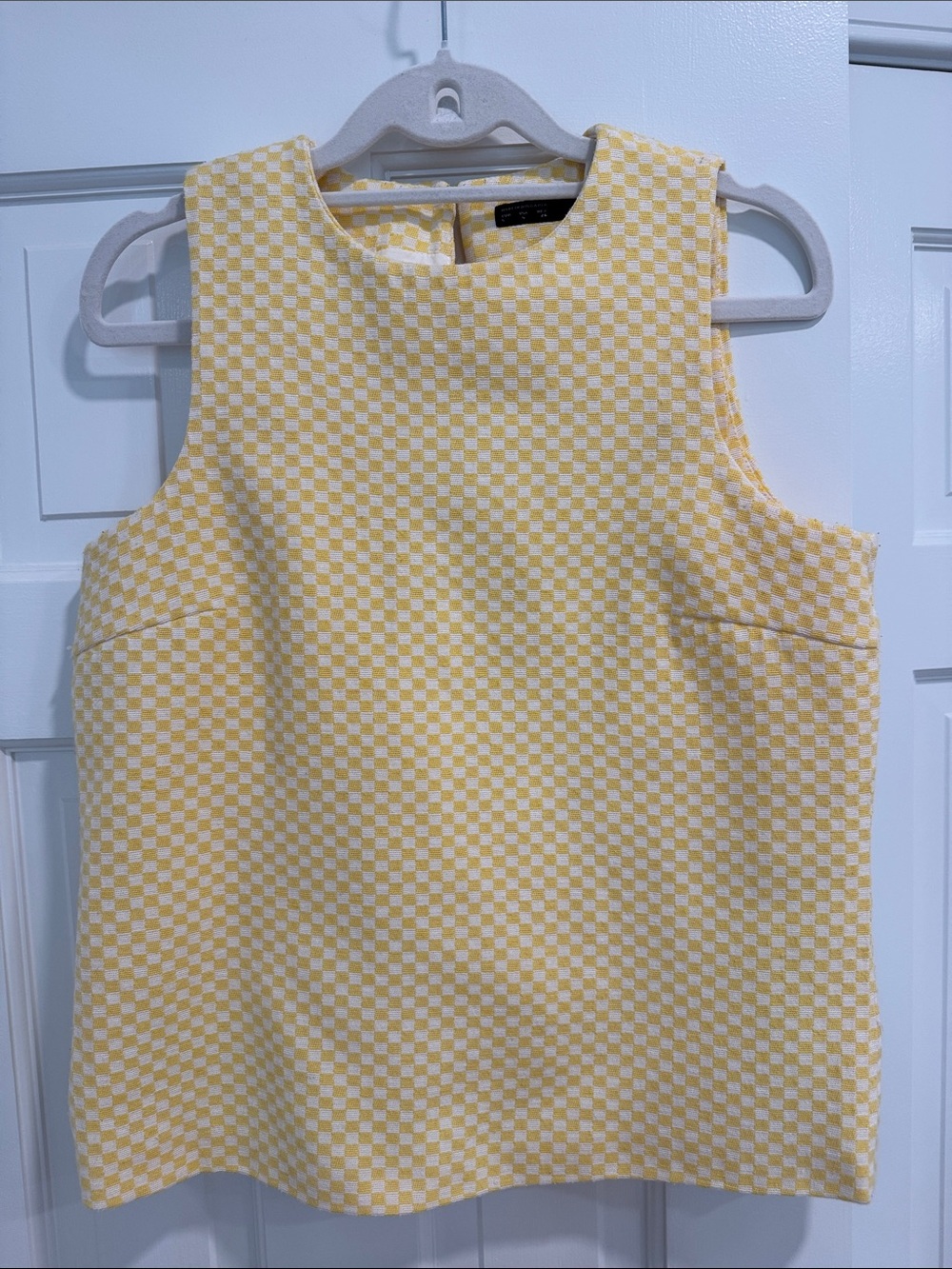 Zara Yellow and White Checkered Sleeveless Top